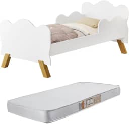 Mini Cama Angel com Grade de Proteção e Colchão. (Branco)