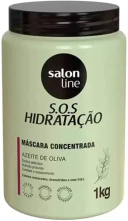 Salon Line, Máscara Capilar, SOS Hidratação, Azeite de Oliva, Vegana - Cabelos Cacheados e Crespos, 1 Kg
