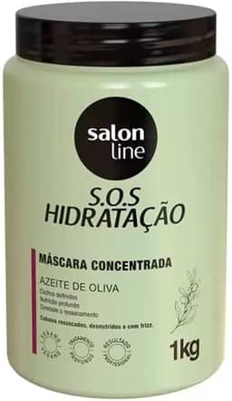 Salon Line, Máscara Capilar, SOS Hidratação, Azeite de Oliva, Vegana - Cabelos Cacheados e Crespos, 1 Kg
