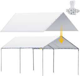 3 x 6 m Cobertura de garagem resistente à prova d'água para garagem para carro capa de substituição com 50 elásticos esféricos, apenas tampa superior, moldura não incluída