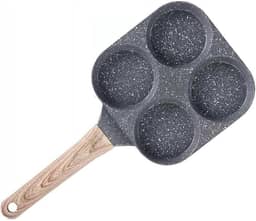 Frigideira para Ovo com 3 Divisórias - Antiaderente, para Fazer Ovos Redondos, Bacon e Panquecas ao Mesmo Tempo, Compatível com Indução(4 em 1)