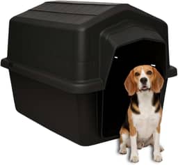 Casinha Pet 2 em 1 Grande N5 Caminha Proteção UV | Uso Externo Sol Chuva | Cães Médios até 22kg Labrador Bulldog Beagle | Plástico Rígido Atóxico Resistente | Limpeza Fácil (Preto)