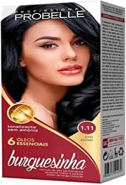 Kit Coloração Tonalizante Sem Amônia Burguesinha 1.11 Preto Azulado 50g