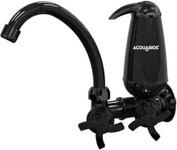 FILTRO AQUABIOS ACQUA E05 COM TORNEIRA QUADRISETA BICA MOVEL 1/4 DE VOLTA PRETA PARA PAREDE