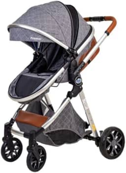 Carrinho Bebê Passear Ares Assento Passeio e Moisés Cinza