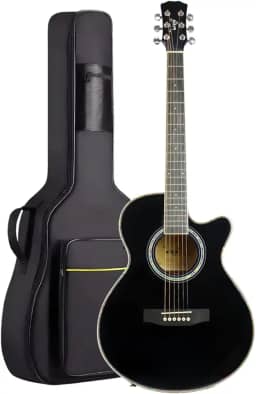 Violão Elétrico Bravo TF200 Aço Série Tuneful + Bag Luxo (BK - Black)