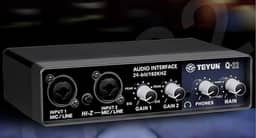 Placa de Som Profissional TEYUN Q22 com USB 2.0, 24bits/192kHz e Fonte Fantasma 48V - Ideal para Gravação Musical, Podcasts, Transmissões ao Vivo e KTV