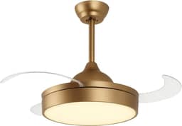 Ventilador Teto Retrátil 3 Pás Dourado Led Pás Transparente Alto Padrão Great Home