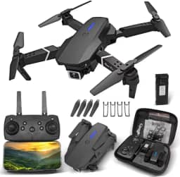 Drone -E99 FPV com 2 câmeras 4K Dual HD, versão atualizada, quadricóptero RC para adultos e crianças, drone WiFi RC para iniciantes, vídeo ao vivo