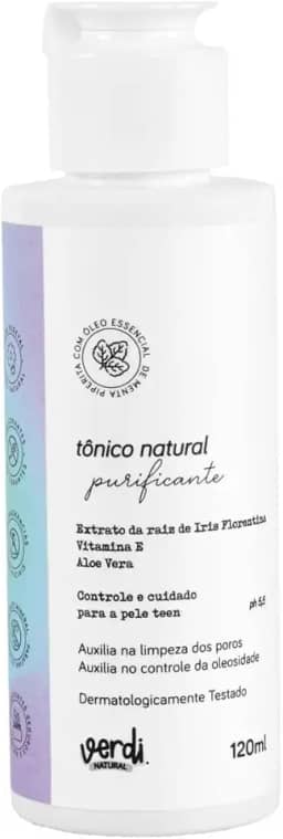 Tônico purificante para pele adolescente oleosa e com acne, Vitamina E, Aloe Vera - Linha Teen - 120ml
