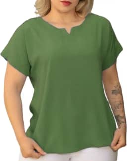 Blusa Plus Size Social Feminina Manga Curta Soltinha Camisa Social Tamanho Grande Alfaiataria Elegante