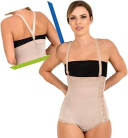 Cinta Abdominal Pós-Cirúrgica Pós-Parto Modeladora Compressora com Fecho Lateral e Alça Destacável 60608 - New Form (PP, Bege)