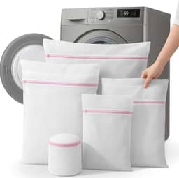 Kit 5 Sacos para Lavar Roupas Delicadas com Zíper Reforçado - Para Lavar Roupas Delicadas na Máquina de Lavar é Reutilizável com Proteção Total Contra Danos Perfeita para Roupas Íntimas Premium