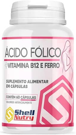 Ácido Fólico, Vitamina B12, Ferro C/ 60 Cápsulas