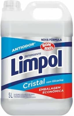Limpol Detergente Cristal Antiodor com Glicerina, Embalagem Econômica, 5 Litros