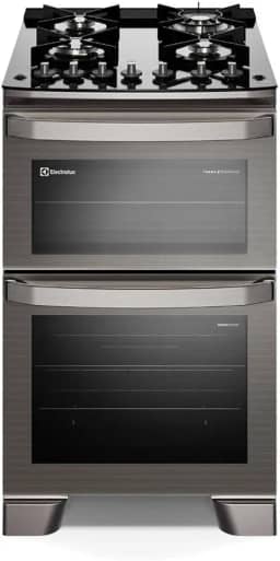Fogão 4 bocas Electrolux Cinza Experience com Mesa de Vidro, Duplo Forno e PerfectCook360 (FE4DC) 220V