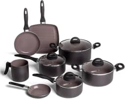 Brinox - Jogo de Panelas 8 Peças Ceramic Life Smart Plus - Preto