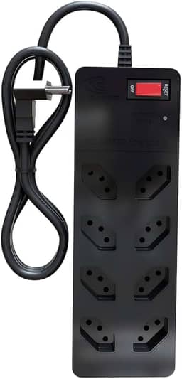 Filtro de Linha iCLAMPER Energia 8 com Proteção contra Surtos Elétricos(DPS) 8 Tomadas, 3 Pinos, 10 Amperes para PC, Notebook, Roteador, Monitor, Impressora, PS5, Alexa e etc, Bivolt, Cabo de 1m Preto