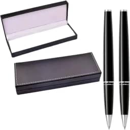 2 Canetas Esferográfica de Metal Social Luxo Com Estojo Ideal Para Presente