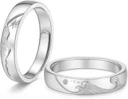 JOALLI Aliança de namoro Presente Feminino Presente Masculino Anel Masculino Prata Anel Prata 925 Feminino Ajustador de Anel de Namoro Aliança Ajustável