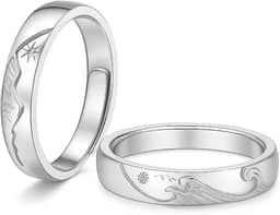 JOALLI Aliança de namoro Presente Feminino Presente Masculino Anel Masculino Prata Anel Prata 925 Feminino Ajustador de Anel de Namoro Aliança Ajustável