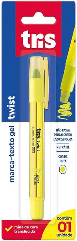 Marca Texto Tris Gel Twist Amarelo Cartela 1 Unidade
