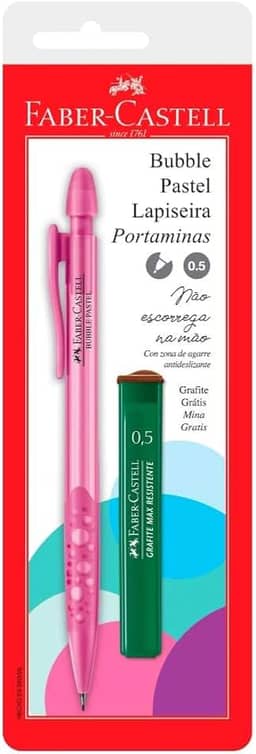 Lapiseira 0.5mm Bubble, Faber-Castell,SM/05BBRS, Rosa Pastel, 1 Unidade