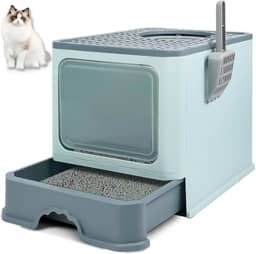 Caixa de Areia para Gatos 50X40X40cm, Grande e Fechada, Banheiro Fechado Com Pá