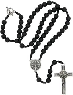 Colar Terço São Bento Preto Fosco 8mm