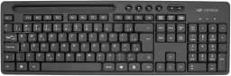 Teclado sem fio C3Tech KB-W100BK Layout ABNT2 com 6 teclas Multimidia incluso 1 Pilha AAA, Receptor USB Nano, Suporte sobre o teclado para colocar smartphone ou tablet