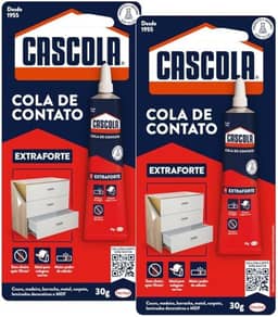kit 2 Cascola Cola de Contato Extra Sem Toluol 30g – Adesivo Extraforte, Secagem Rápida, Alta Resistência e Multiuso para Madeira, Couro, MDF, Borracha, Metais e outros