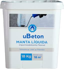 Manta Líquida Impermeabilizante Flexível Emborrachada - Parede Laje Telhado-Balde 18kg - Ubeton