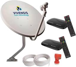 Kit Duplo Vivensis C/ 2 Receptores Vx10, Antena 60cm, LNBF e Cabos