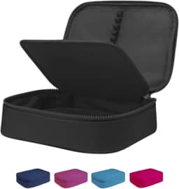 Estojo Escolar Box Grande Infantil Organizador Para Lapis Feminino Masculino Nylon Com Divisoria Necessarie Ziper Resistente Marca Calmfy (Preto)