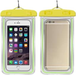Capa Case para Celular a Prova D'Água Impermeável Transparente Universal Proteção Completa IPX8 Sensível ao Toque Ideal para Praia Trilhas Piscina Viagens (AMARELA)