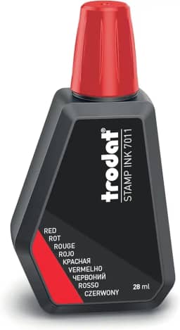 Trodat Tinta 7011, frasco de 28 ml, vermelho – para carimbos Trodat 9051, 9052, 9053 e 9054