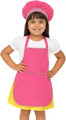 Genérico, Avental Escolar Infantil Menina com Chapéu de Chef e Bolso