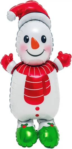 Balão Inflável 3D Boneco de Neve com Cachecol 24" (60 cm) – Foil Metalizado Natalino – Decoração de Natal Premium para Casa, Festa, Loja e Eventos – Balão Temático Natal