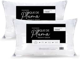 Kit 2 Travesseiros King Toque de Pluma Firme 90x50 cm – Percal 180 Fios | Alto, Macio e Confortável para Noites Revigorantes
