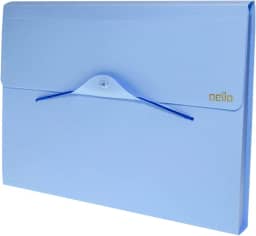 Pasta Sanfonada Plastica A4 12div.Linho Serena Az.Paste - 01 Unidade, Dello, 6096BP.0012, Azul