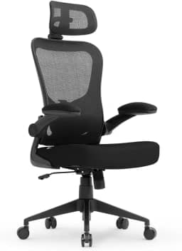 Cadeira de Escritório Ergonômica, DT3 Vita com apoio de cabeça 3D, Apoio Lombar Ajustável, Mesh Spandex ™ Respirável + Tecido Softex™ Espuma Injetada, Certificada NR-17, Cadeira Giratória (Black)