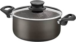 Caçarola Tramontina Paris em Alumínio com Revestimento Interno e Externo em Antiaderente Starflon Max Chumbo com Tampa de Vidro 20 cm 2,9 L