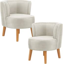 Kit 2 Poltronas Cadeira Elegante para Sala de Estar Tecido Veludo MOBLAN decor (Bege)