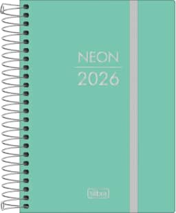 Tilibra - Agenda Espiral Diária 11,7x 16,4 cm Neon 2026 - Verde