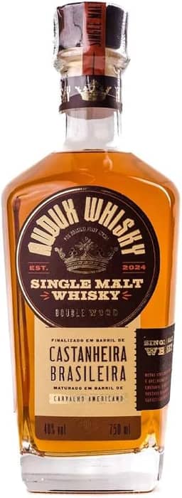 Audux Whisky Brasileiro Single Malt Double Wood 750ml – Finalizado em Castanheira, Sofisticado e Exclusivo