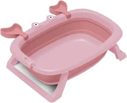 TOPAMIX Banheira para Bebê Infantil Retrátil Dobrável Modelo Caranguejo 28 Litros - 0 a 2 Anos de Idade (Rosa)