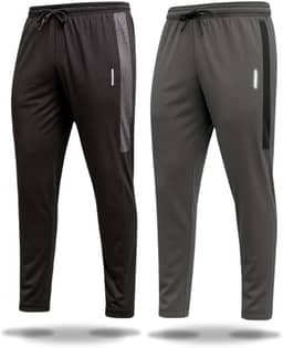 Kit 2 Calças Masculinas Esportivas Slim Fit Preto e Cinza Mescla Calça Comprida