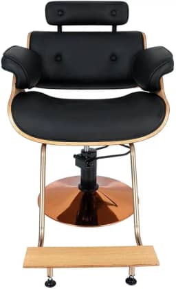 Cadeira Hidráulica Salão Barbeiro Pelegrin Pel-008a Madeira Couro Pu Preto