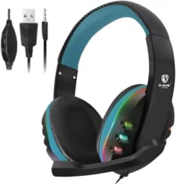 Headset Fone de Ouvido Gamer Pro Microfones Com As Almofadas omnidirecional Com Cancelamento de Ruído Melhor Desempenho Compatível com PC, Principais Games e Consoles, Celular (Azul)