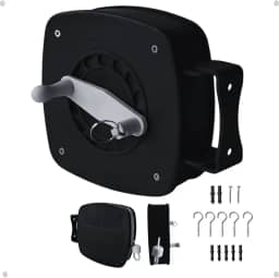 Varal Nylon Retrátil Recolhível De Parede Seca 30m Corda Preto